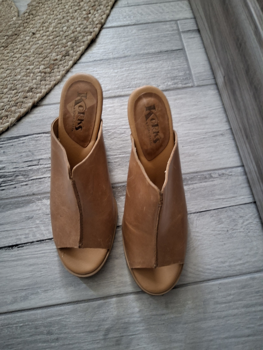 Kork-Ease Women's Brown Open-Toe Leather Mule